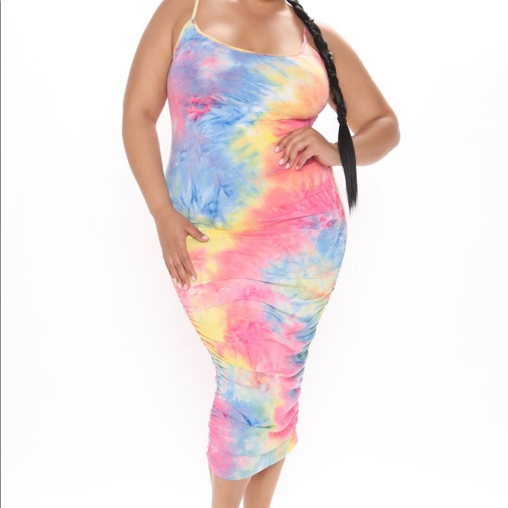 Fashion nova size 2X tie-dye spaghetti strap long dress